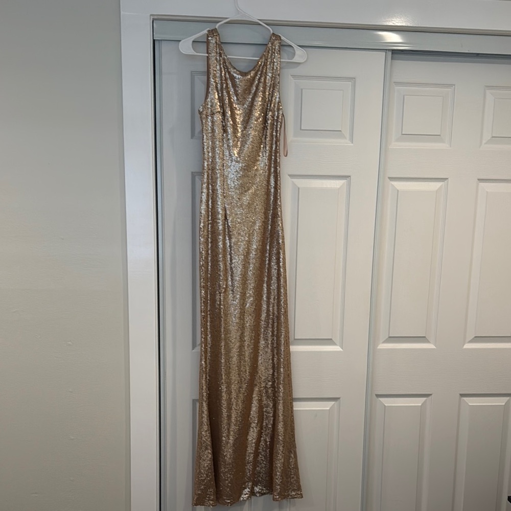 Lulu's Gold Sequin Prom Dress